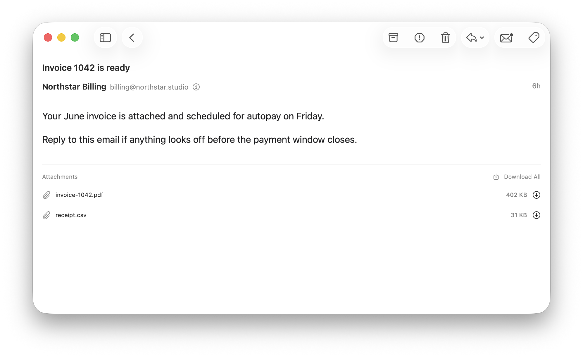 Email with attachments